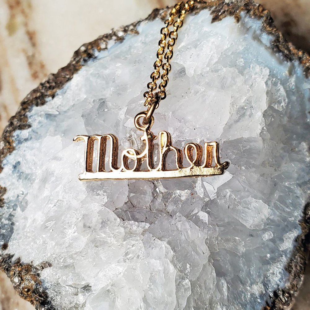 Vintage - Gold-tone "Mother" Pendant & Chain